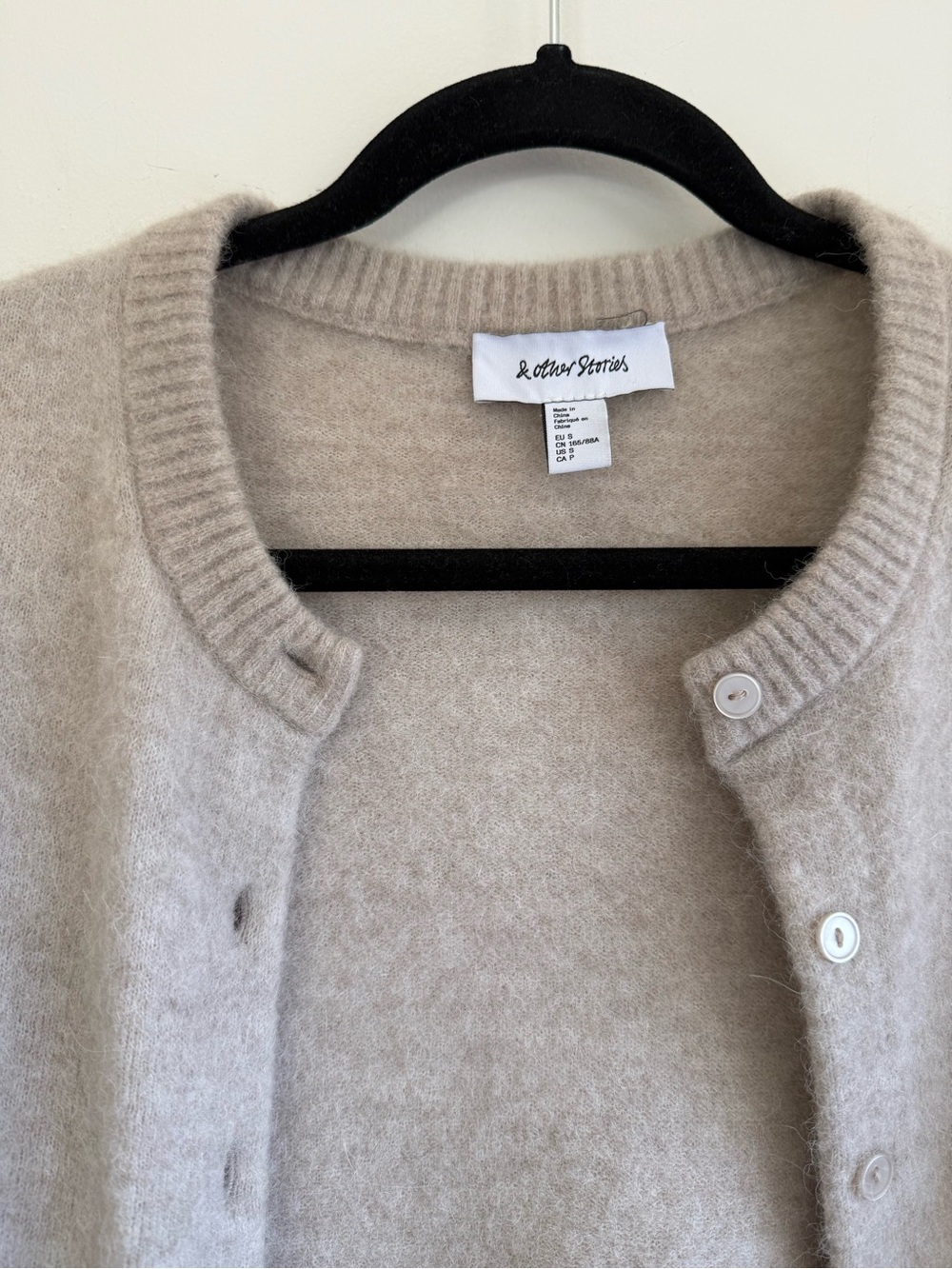 Alpaca & Wool Blend Women’s Oatmeal Cream Button-Up Knit Cardigan Sweater Small - Picture 5 of 9